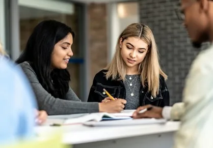 Students attending a classroom session